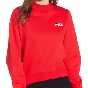 S FILA Mock Neck Fleece Sweatshirt